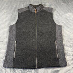 Overland Amerigo Mens L Italian Wool Blend Fleece Vest Gray Full Zip